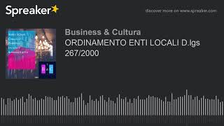 ORDINAMENTO ENTI LOCALI Dlgs 2672000 Audio [upl. by Rania]