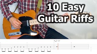 10 Easy Guitar Riffs for Beginners with Tabs [upl. by Heinrik]