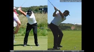 Jon Rahm golf swing  Long Iron faceon amp downtheline July 2017 [upl. by Shanly]