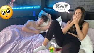 PERIOD PRANK ON BOYFRIEND cute reaction [upl. by Rett614]