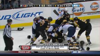 BruinsThrashers line brawl uncut NESN 1080p HD 122310 [upl. by Hannaj]