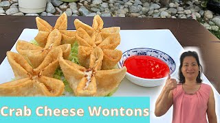 Crab Meat and Cheese WONTONSRANGOONS Recipe  How to Make Cream Cheese Wontons [upl. by Worsham269]