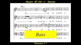 Mozart  KV194  Missa Brevis in D major  4Sanctus  Bass [upl. by Annahsar]