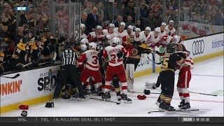 BruinsWings scrum near goalie fight 12118 [upl. by Cupo]