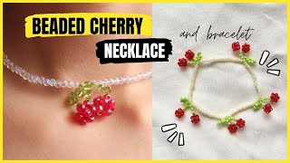 DIY CEREZA con MOSTACILLAS 🍒🍒 COLLAR Y PULSERAS AESTHETICS [upl. by Felten818]