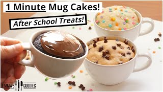 1 Minute Microwave Mug Cake Recipes  3 Back To School Treats [upl. by Alasteir]