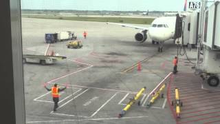 Ramp Agent Marshall Delta Airlines A320 at Detroit Metro Airport HD [upl. by Atiuqrahs772]