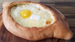 Adjarian Khachapuri Recipe  Acharuli Khachapuri [upl. by Asiret]