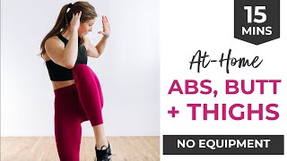 15Minute Abs Butt and Thigh Workout No Equipment [upl. by Huxley]