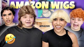 trying FUNNY AF Amazon WIGS with ADAMRAYOKAY  Louies Life [upl. by Emlyn149]