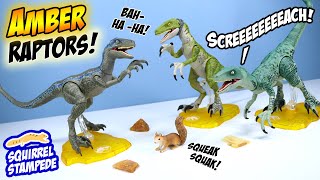 Jurassic World Amber Collection Velociraptors Blue Charlie and Delta Mattel [upl. by Dirraj]