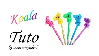 Tuto Rainbow Loom  Embout de crayon Koala [upl. by Leupold747]