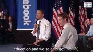 Learn English with President Obama and Mark Zuckerberg at Facebook Town Hall  English Subtitles [upl. by Ayekram]