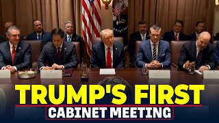 President Donald Trumps first Cabinet meeting Elon Musk DOGE USA America Federal Workers [upl. by Cooperman969]