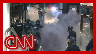 Violent George Floyd protests at CNN Center unfold live on TV [upl. by Rochkind]