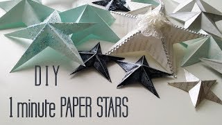 DIY One Minute Paper Star Christmas Ornaments [upl. by Almond]