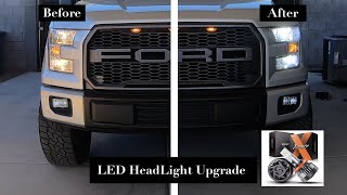 2016 Ford F150 LED HeadLight Bulb Conversion Before amp After [upl. by Haelat]