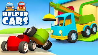 Helper cars amp race cars for kids Construction vehicles for kids repair the lift [upl. by Roberts]