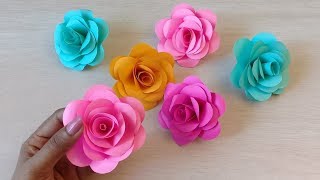 How to make Realistic Easy paper Roses  Paper flower DIY Rose flower making [upl. by Mehalick]