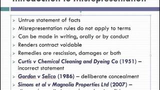 Misrepresentation Lecture 1 of 4 [upl. by Bastian]