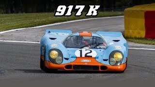 Porsche 917K racing at Spa 2019 incl revving [upl. by Miles]