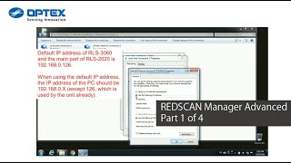 OPTEX  REDSCANREDSCAN manager advanced 14 Installation and network setting [upl. by Alvinia970]