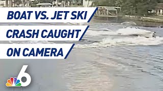 Terrifying Boat vs Jet Ski Crash Caught on Camera [upl. by Halyhs]