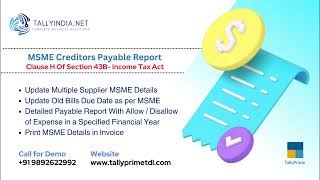 MSMECreditors Payable Report in Tally Prime [upl. by Wolk559]